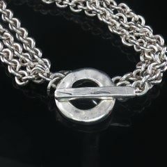 Vintage Sterling Silver 3 Strand Rolo Chain Bracelet Toggle Clasp 6.75" 27g