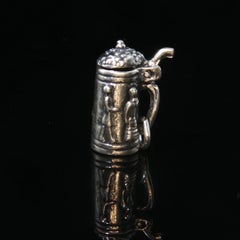 Vintage Sterling Silver 3D Articulated Beer Stein Mug Pendant Charm 17mm 3.7g