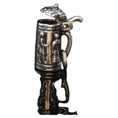 Vintage Sterling Silver 3D Articulated Beer Stein Mug Pendant Charm 17mm 3.7g