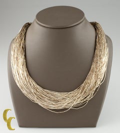 Vintage Sterling Silver 45-Strand Liquid Silver Necklace, 35 Inches