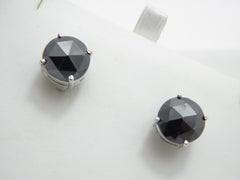 Vintage Sterling Silver 5.0 Carat Diamond Stud Earrings 925 Purity Black