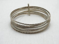 Vintage Sterling Silver 7 x Slave Bracelet Bangle 925 Purity Tribal Engraved