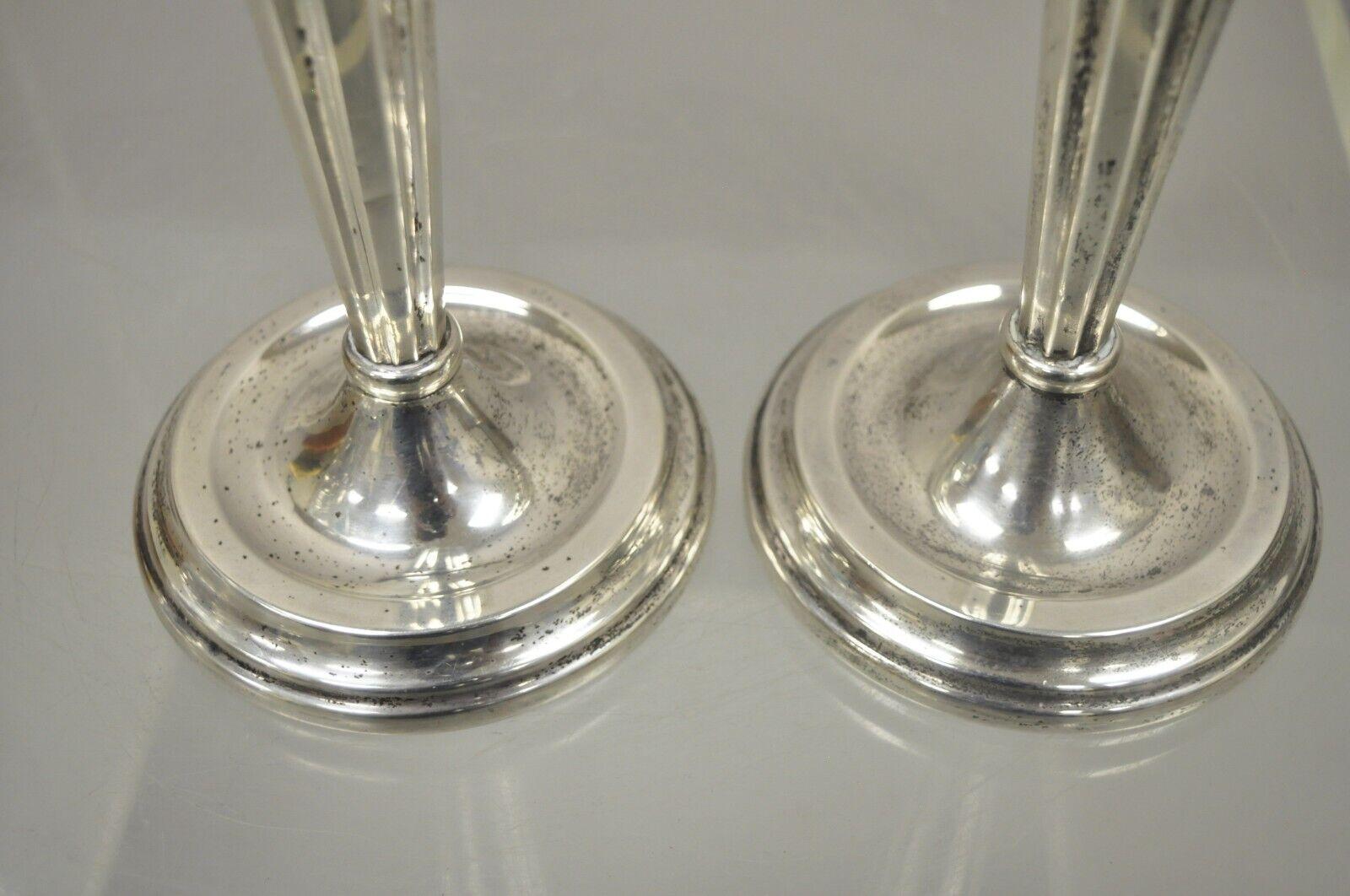 Vintage Sterling Silver 925 English Regency Style Candlesticks, a Pair For Sale 7