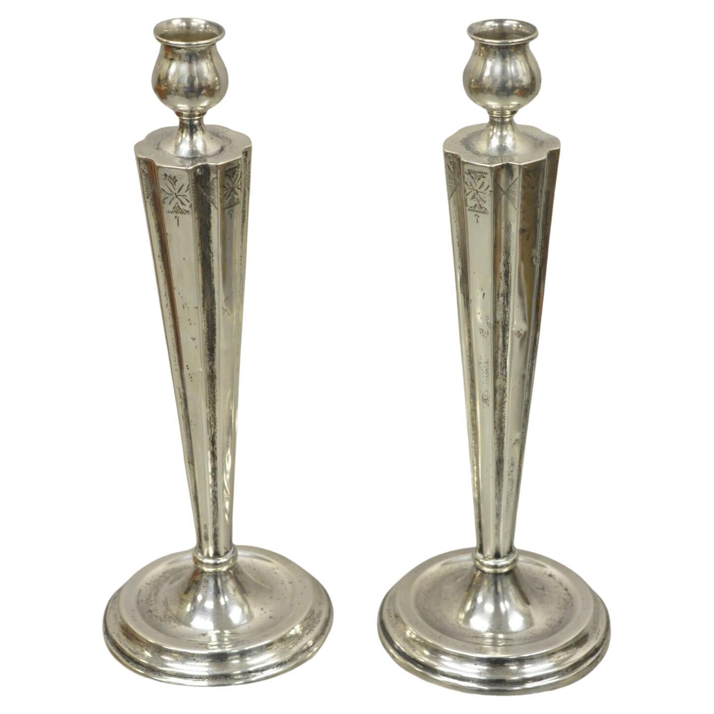 Vintage Sterling Silver 925 English Regency Style Candlesticks, a Pair For Sale