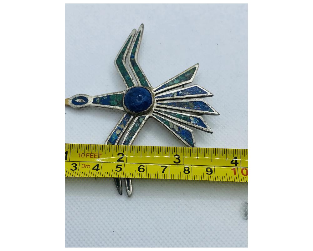 Women's Vintage Sterling Silver 925 Cecilia Tono Mexican Turquoise Pendant Thunderbird