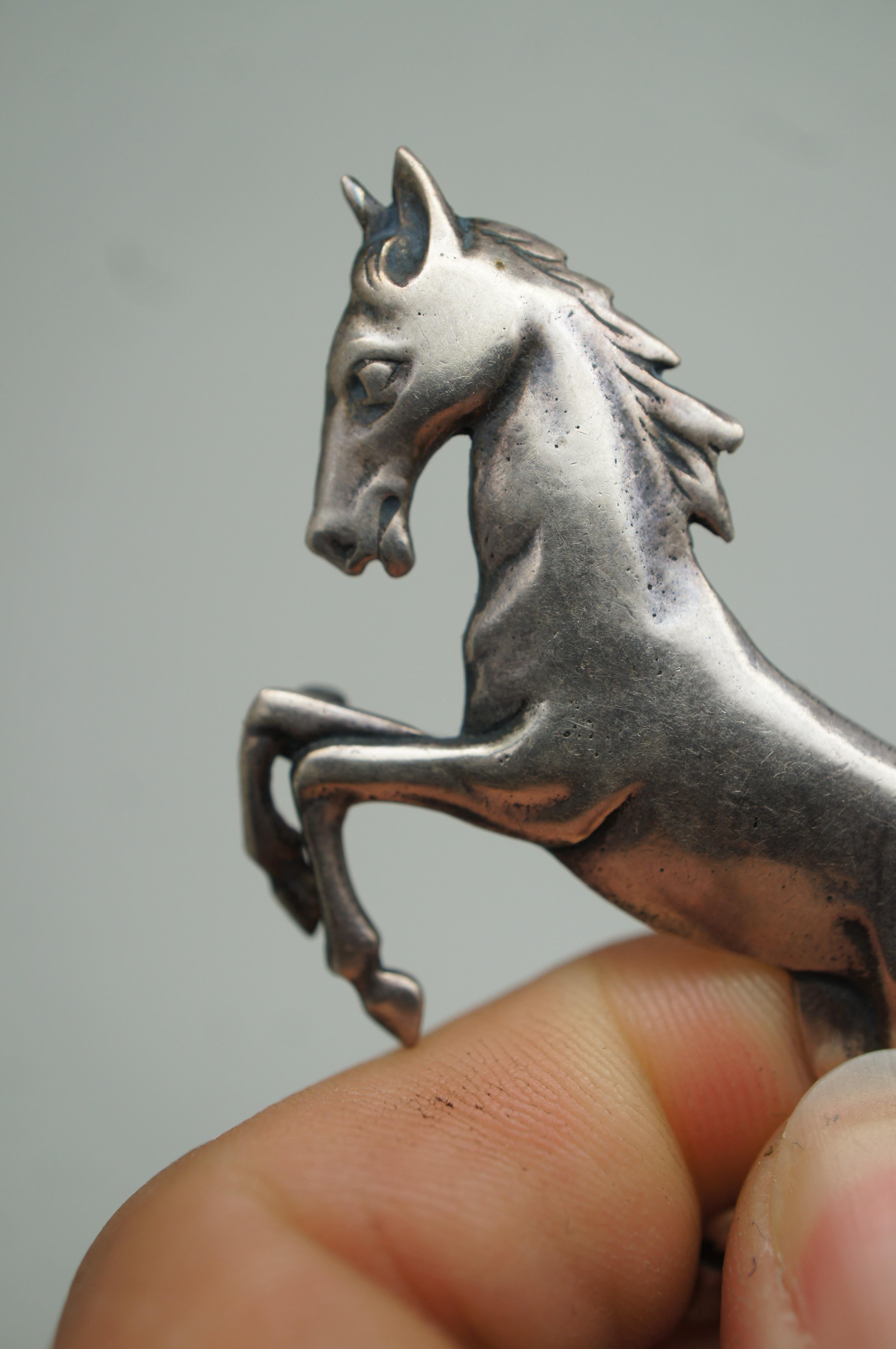 Vintage Sterling Silver 925 Equestrian Horse Stallion Pin Brooch 8.3g 2