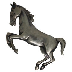 Vintage Sterling Silver 925 Equestrian Horse Stallion Pin Brooch 8.3g 2"