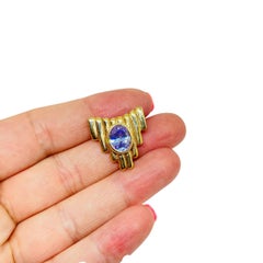 Colgante vintage de plata de ley 925 con amatista palmeada en oro para realzar