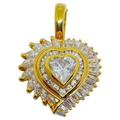 Vintage sterling silver 925 golds plated zirconia stones heart pendant enhancer