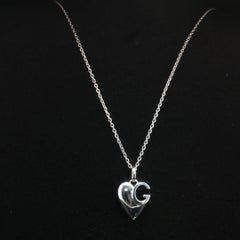 Vintage Sterling Silver 925 Gucci Heart G Pendant Necklace Adjustable Chain 21''