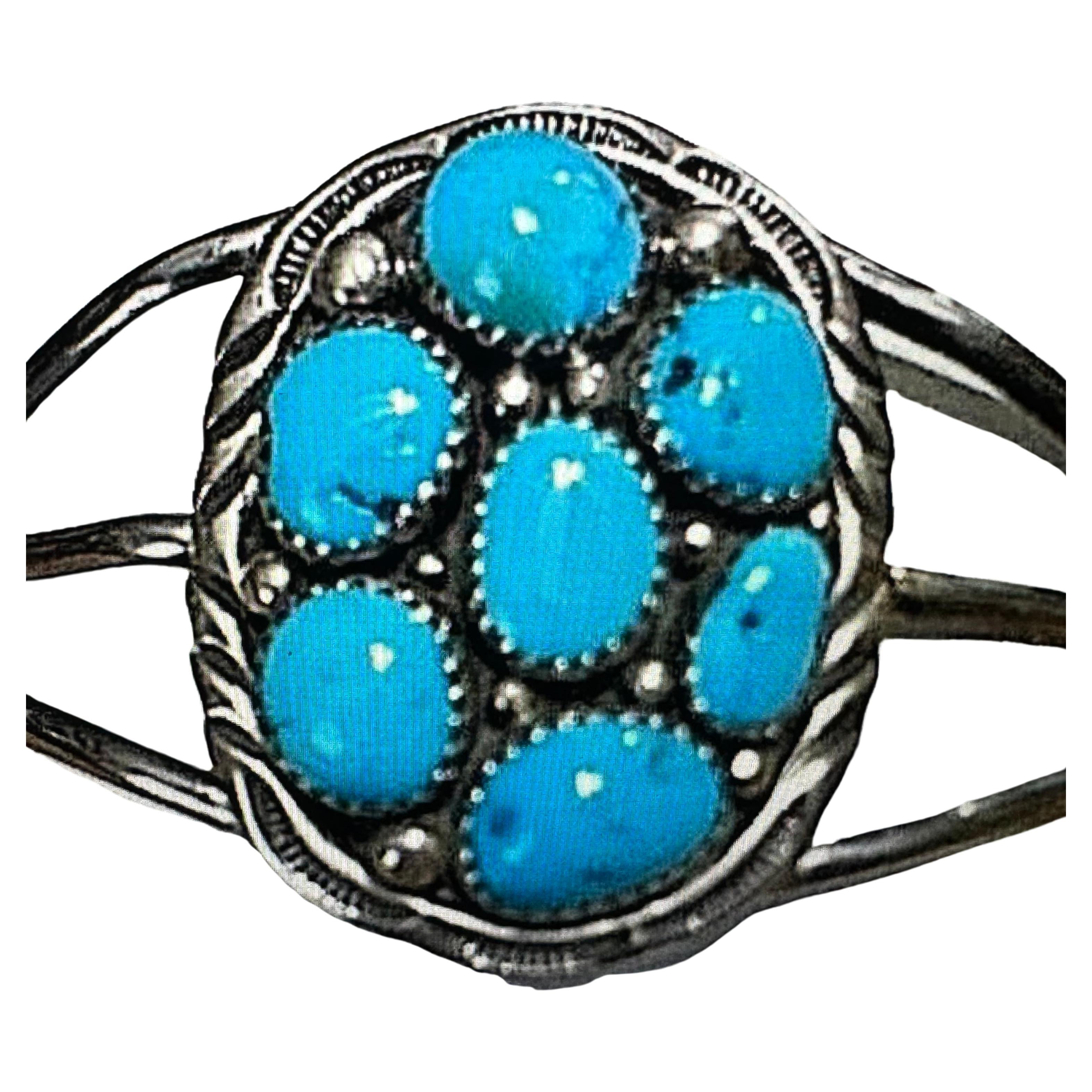 Bracelet en argent sterling Navajo .925 Sleeping BeautyTurquoise Mine 
Poinçonné  F
2 1/2