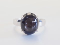 Anillo solitario de plata de ley vintage con zafiro estrella negro de 9,94 ct, talla 9