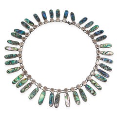 Vintage Sterling Silver Abalone Necklace