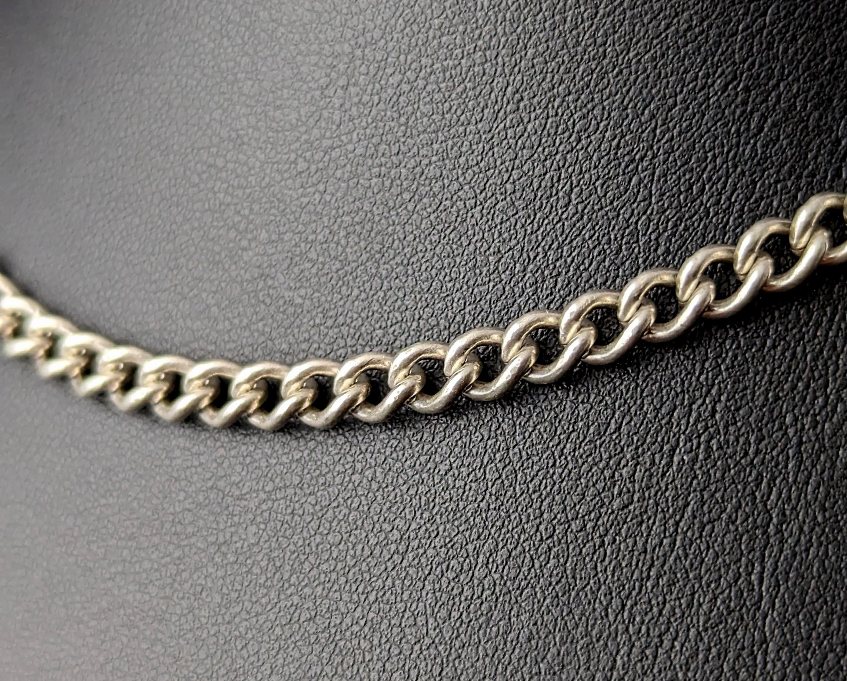 Vintage sterling silver Albert chain, watch chain  In Good Condition In NEWARK, GB