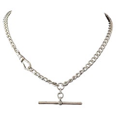 Vintage sterling silver Albert chain, watch chain 