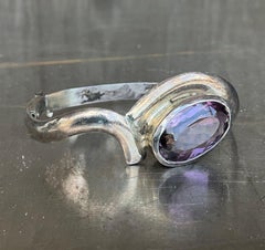 Vintage Sterling Silver Amethyst Cuff