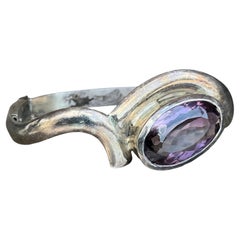 Manchette vintage en argent sterling et améthyste