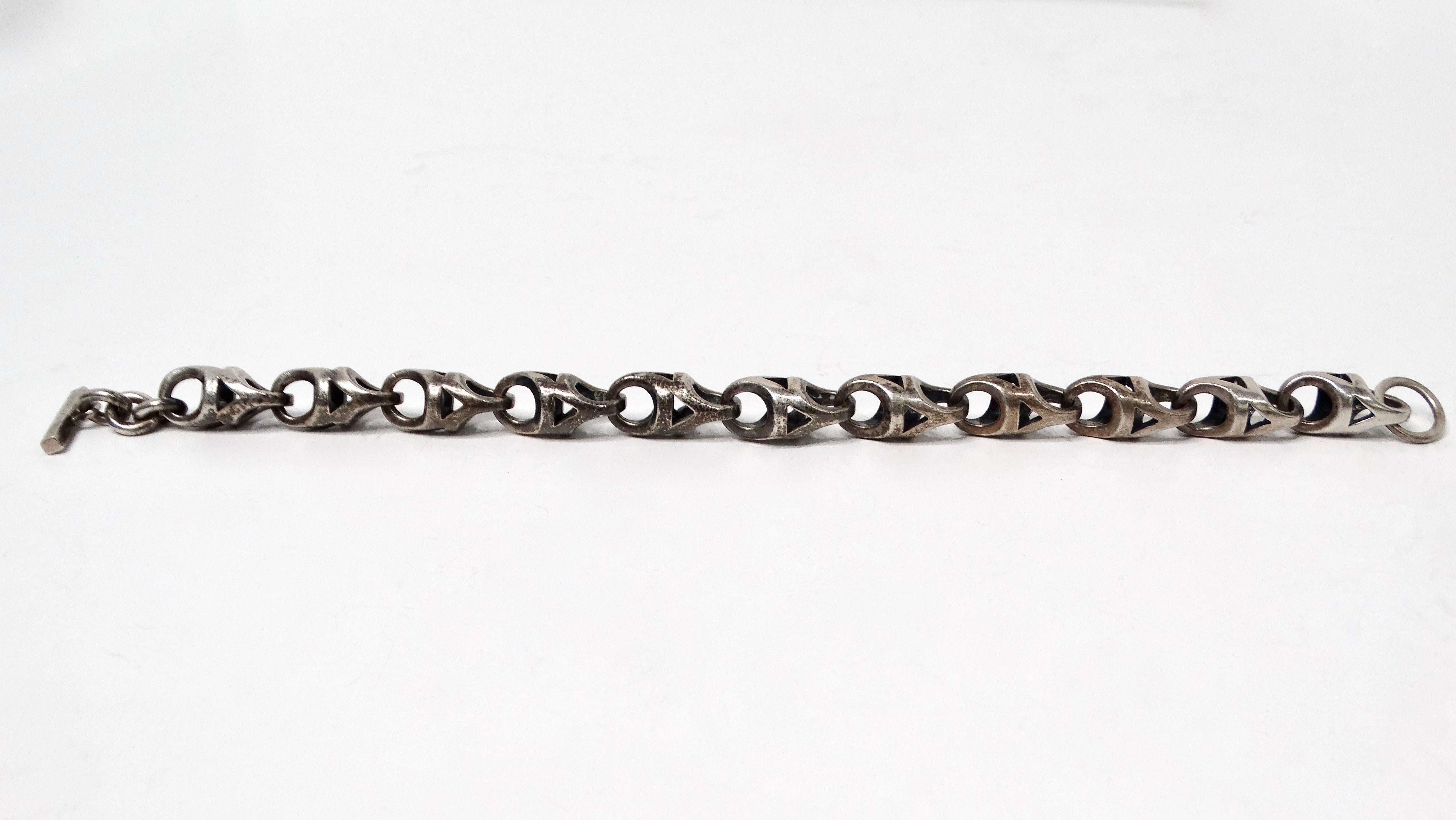 Vintage Sterling Silver Anchor Chain Link Toggle Bracelet 1