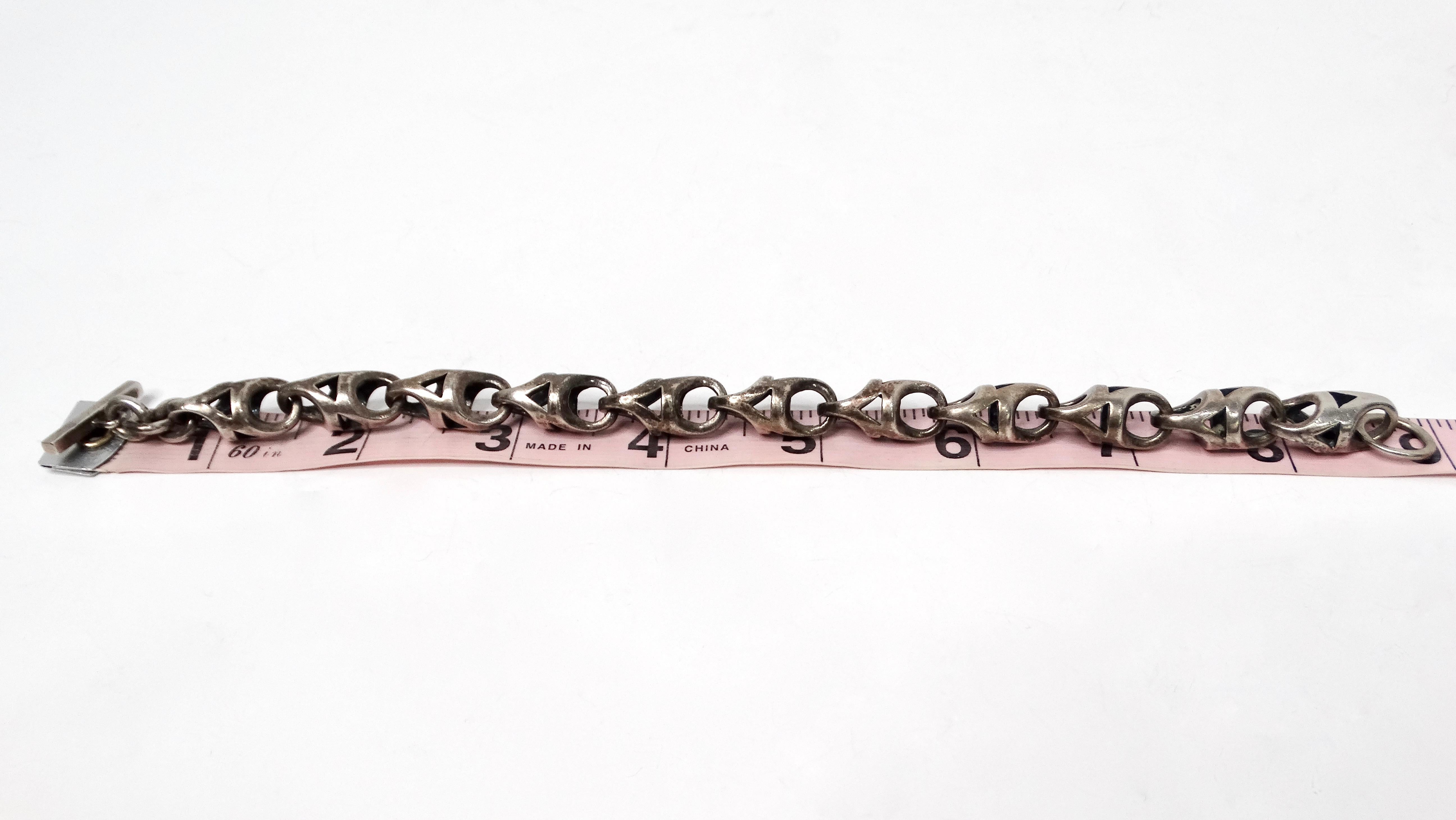 Vintage Sterling Silver Anchor Chain Link Toggle Bracelet 3