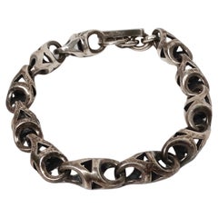Vintage Sterling Silver Anchor Chain Link Toggle Bracelet