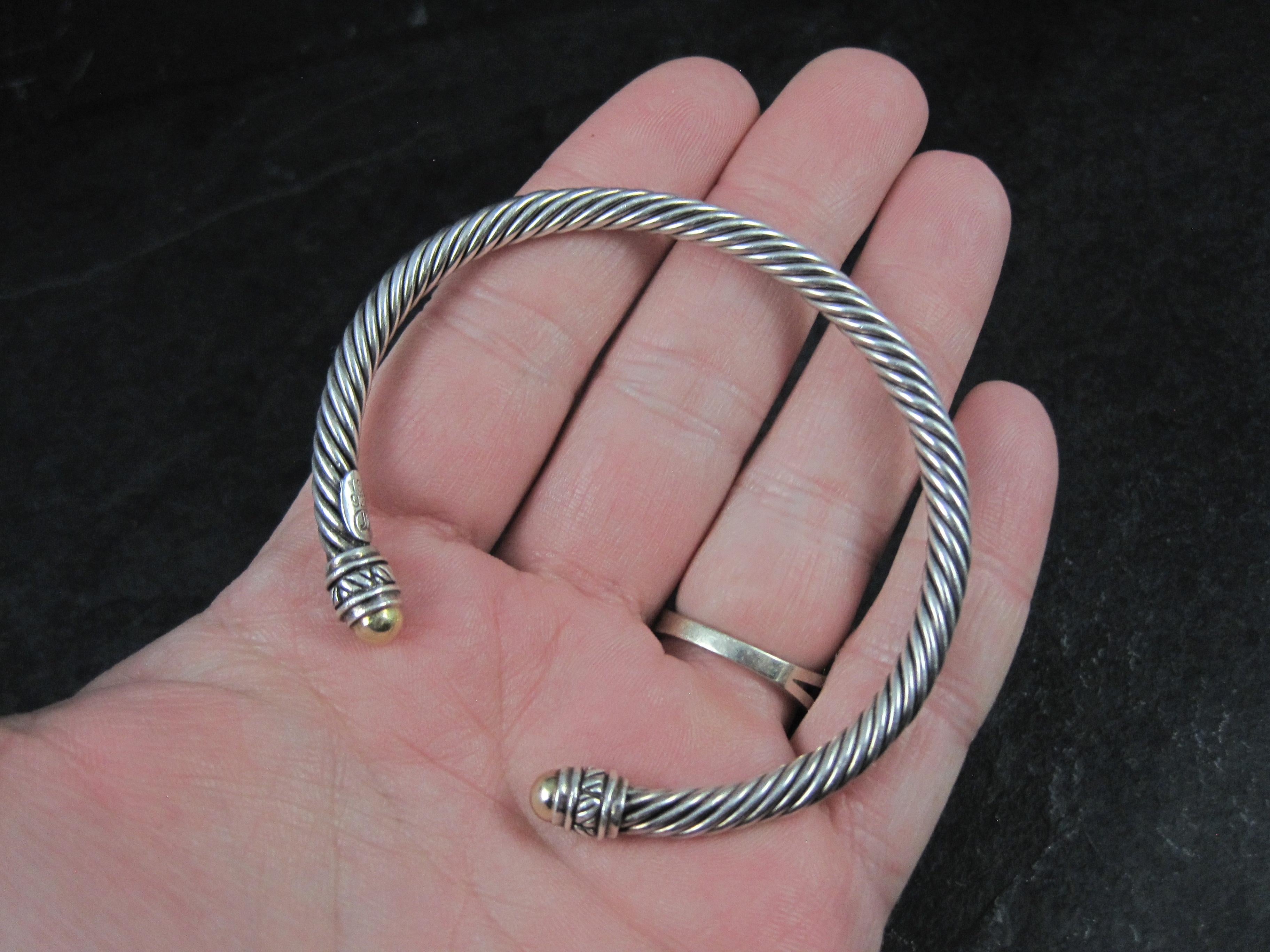 Vintage Sterling Silver and 18K Yellow Gold Cable Bracelet 7