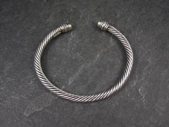 Vintage Sterling Silver and 18K Yellow Gold Cable Bracelet 7" Jeffrey Levin