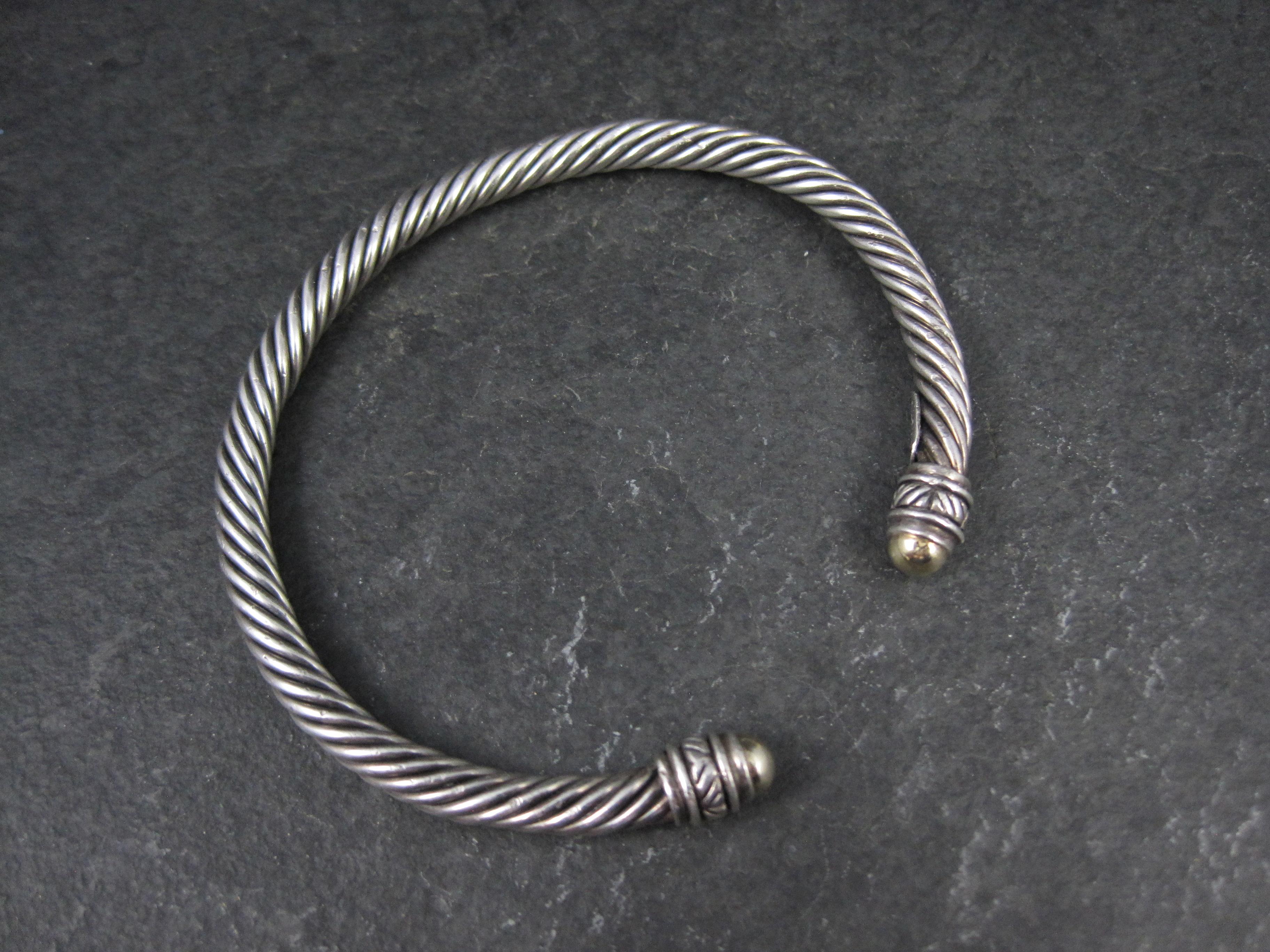 Vintage Sterling Silver and 18K Yellow Gold Cable Bracelet 7