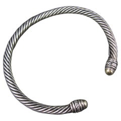 Vintage Sterling Silver and 18K Yellow Gold Cable Bracelet 7" Jeffrey Levin