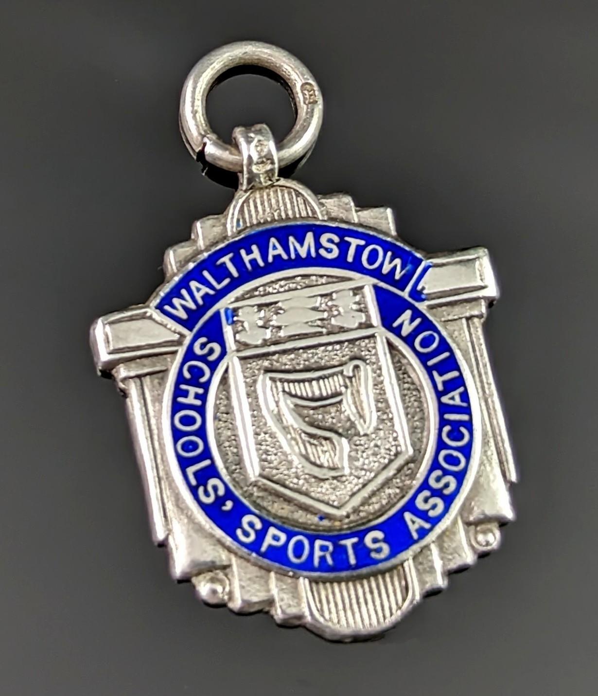 Vintage Sterling Silver and Enamel Fob Pendant, Sports For Sale 1