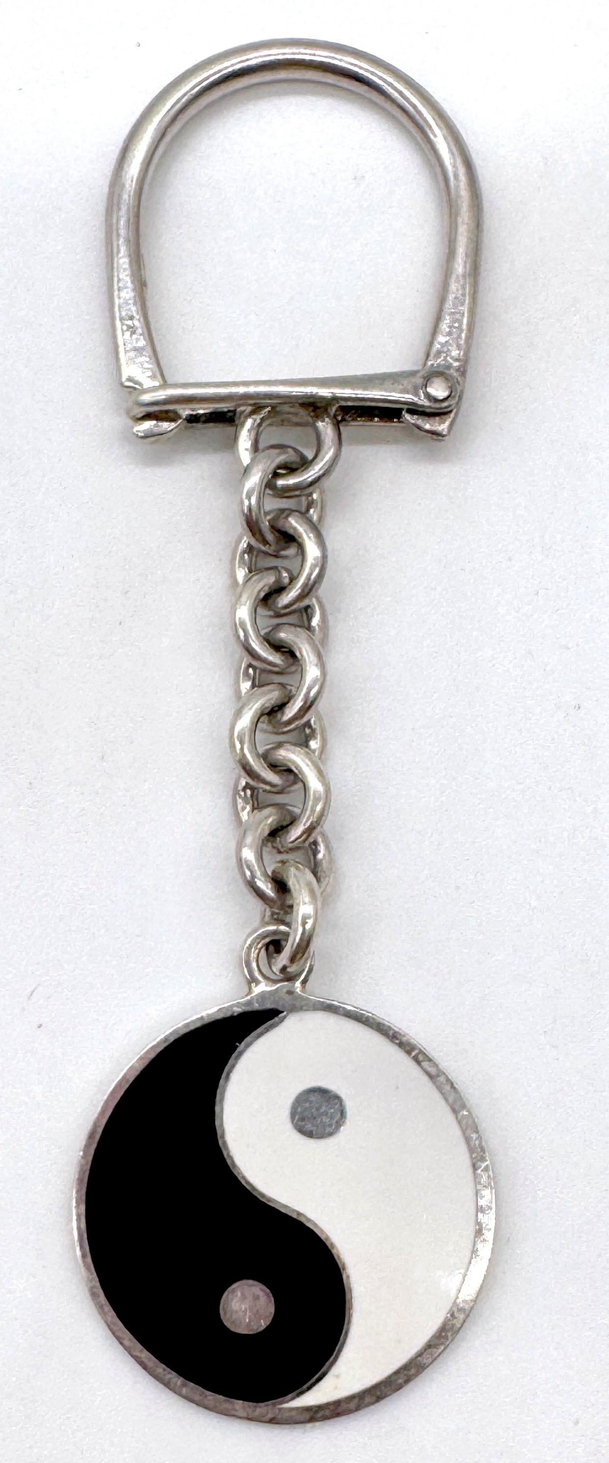 Vintage Sterling Silver and Enamel Yin Yang Key Ring
4