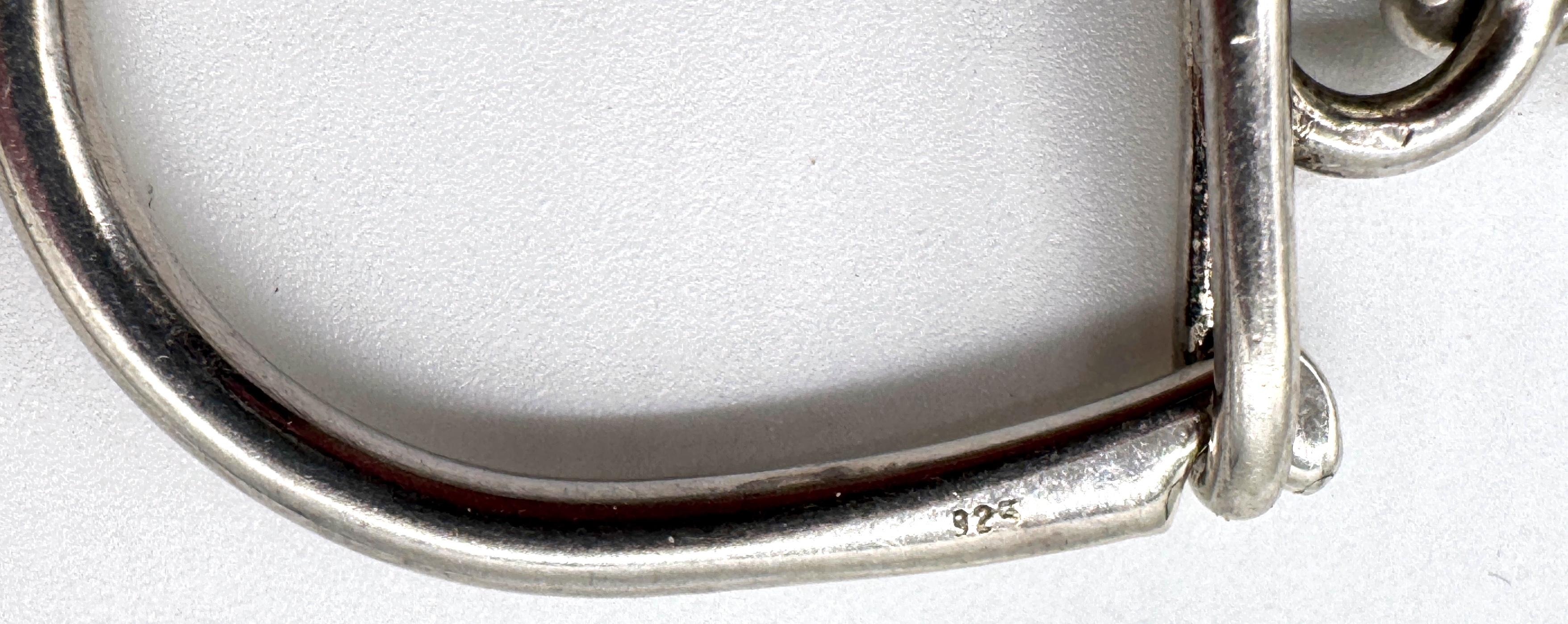 Cast Vintage Sterling Silver and Enamel Yin Yang Key Ring, Later 20th Century For Sale