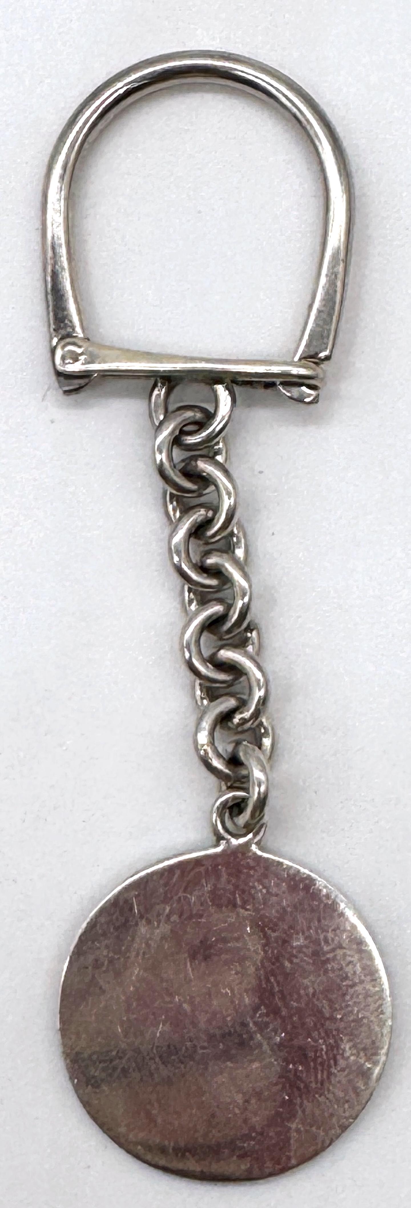 Vintage Sterling Silver and Enamel Yin Yang Key Ring, Later 20th Century For Sale 2