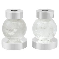 Vintage Sterling Silber und Bergkristall  Kerzenständer Design Stil