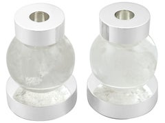 Vintage A. Silver e cristallo di rocca  Stile dei portacandele di design