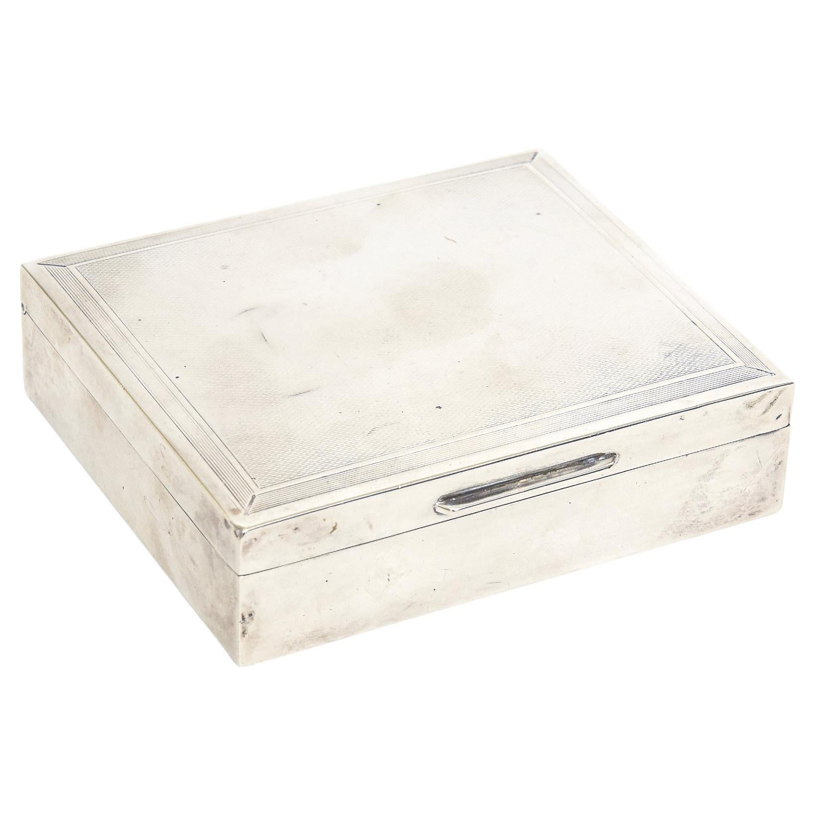 Vintage A. Silver e Wood Inglese con cerniera Piccola scatola da scrivania Accessorio da tavolo