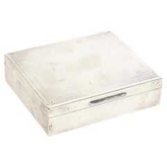 Vintage Sterling Silver And Wood English Hinged Small Box Desk Accessory