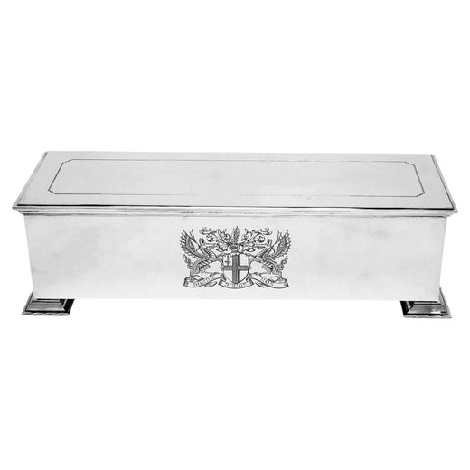 Vintage Sterling Silver Art Deco Box London England 1957