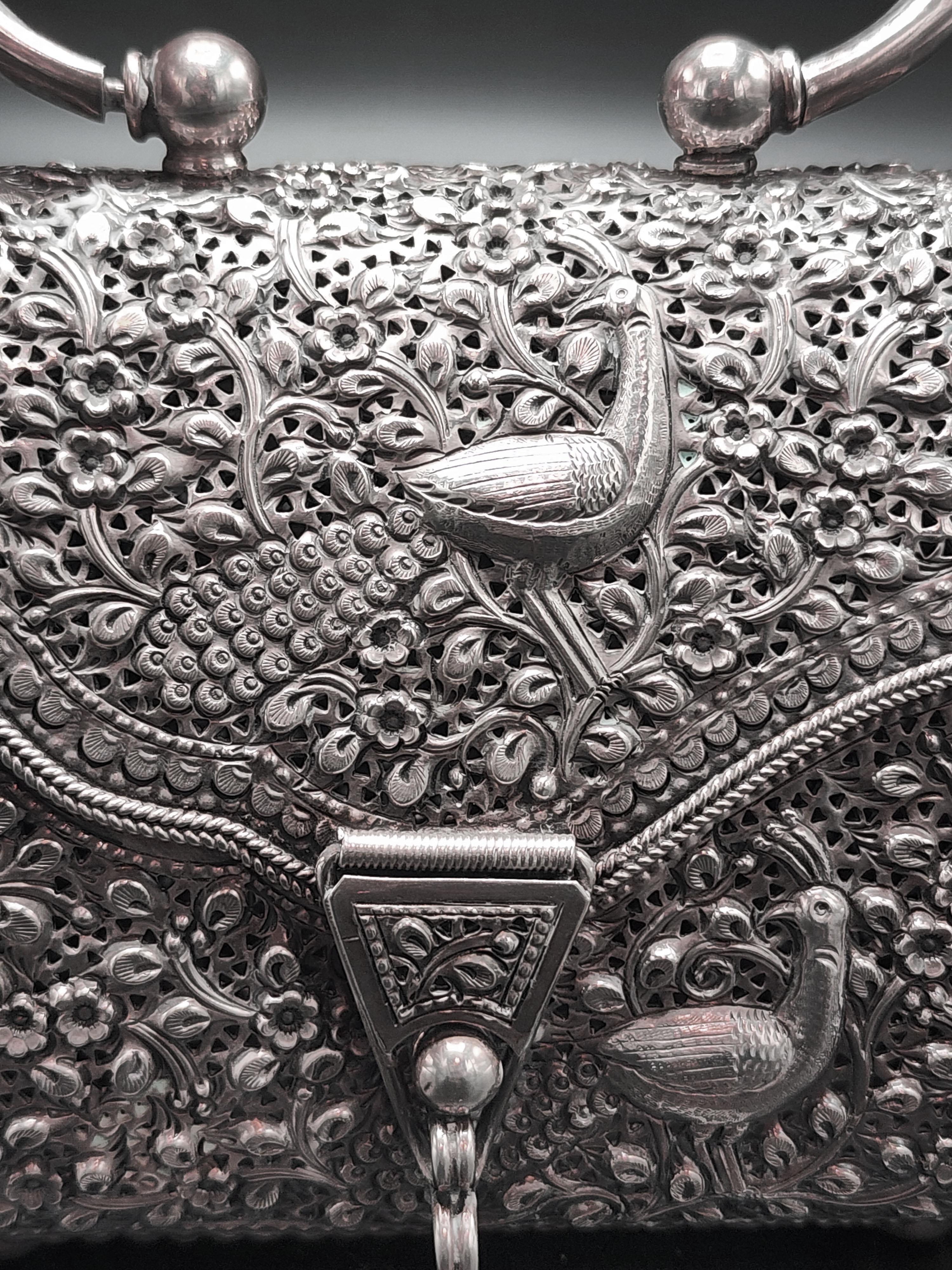 Vintage Sterling Silver Art Nouveau Handbag For Sale 9