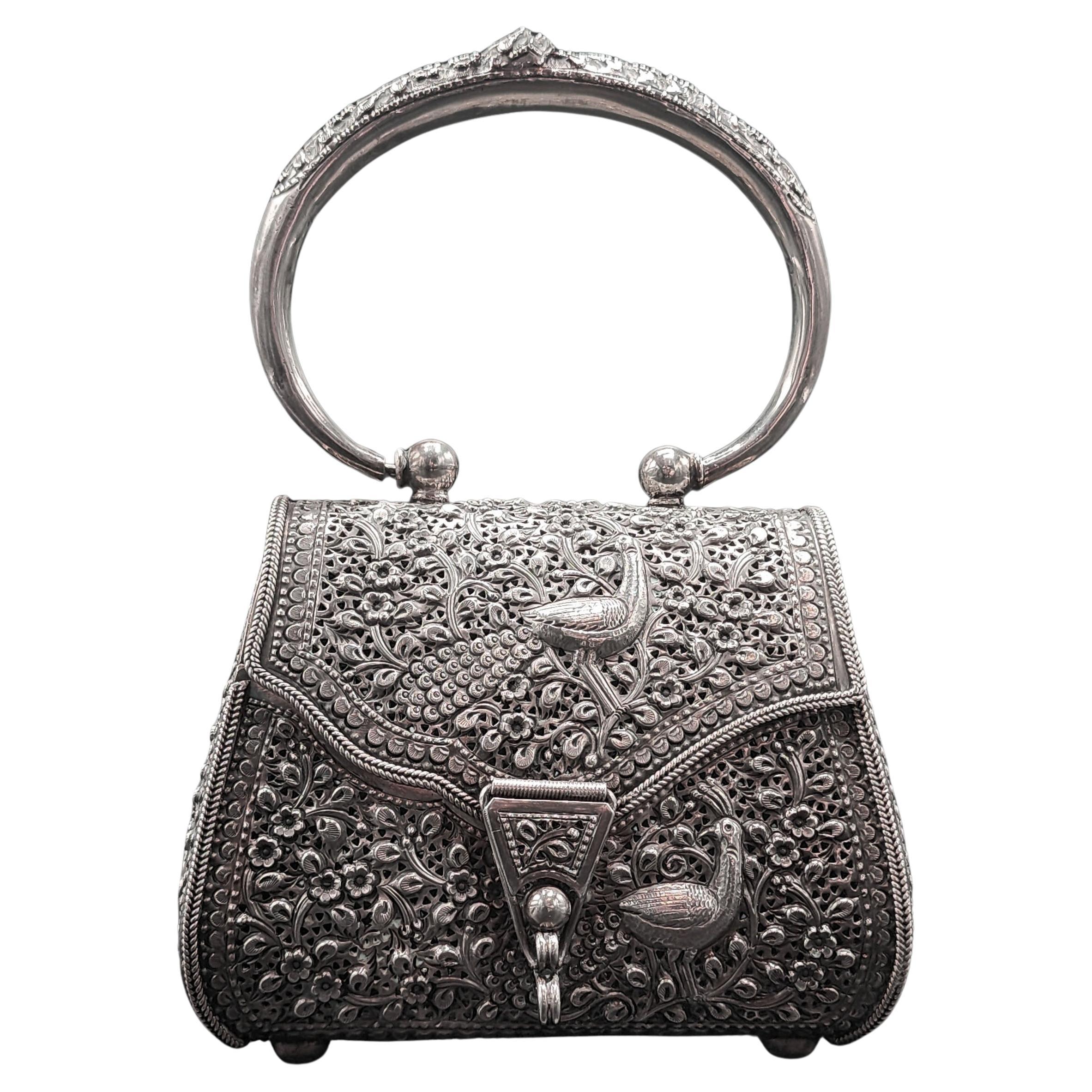 Bolso Art Nouveau vintage de plata de ley