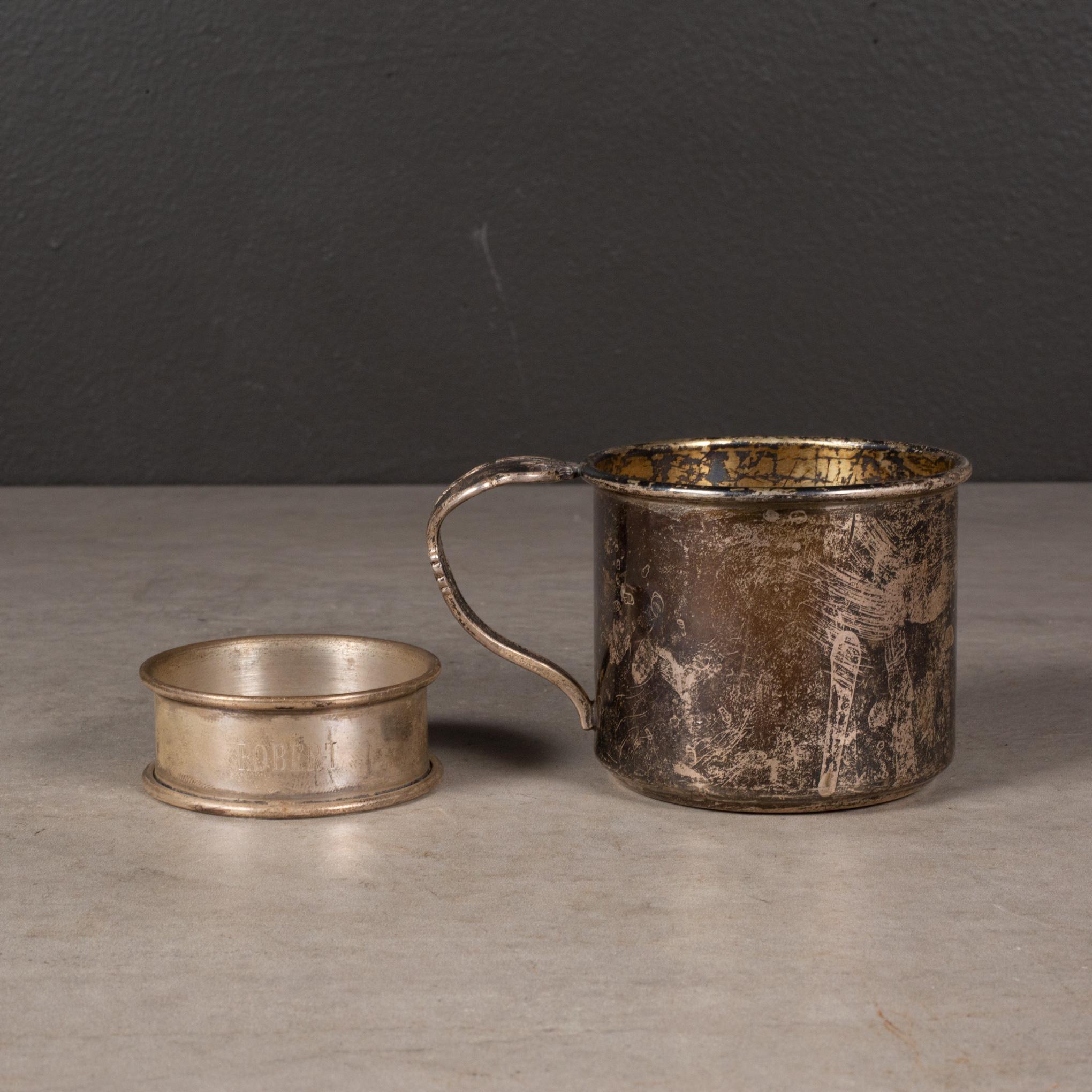 Vintage sterling silver baby cup engraved 
