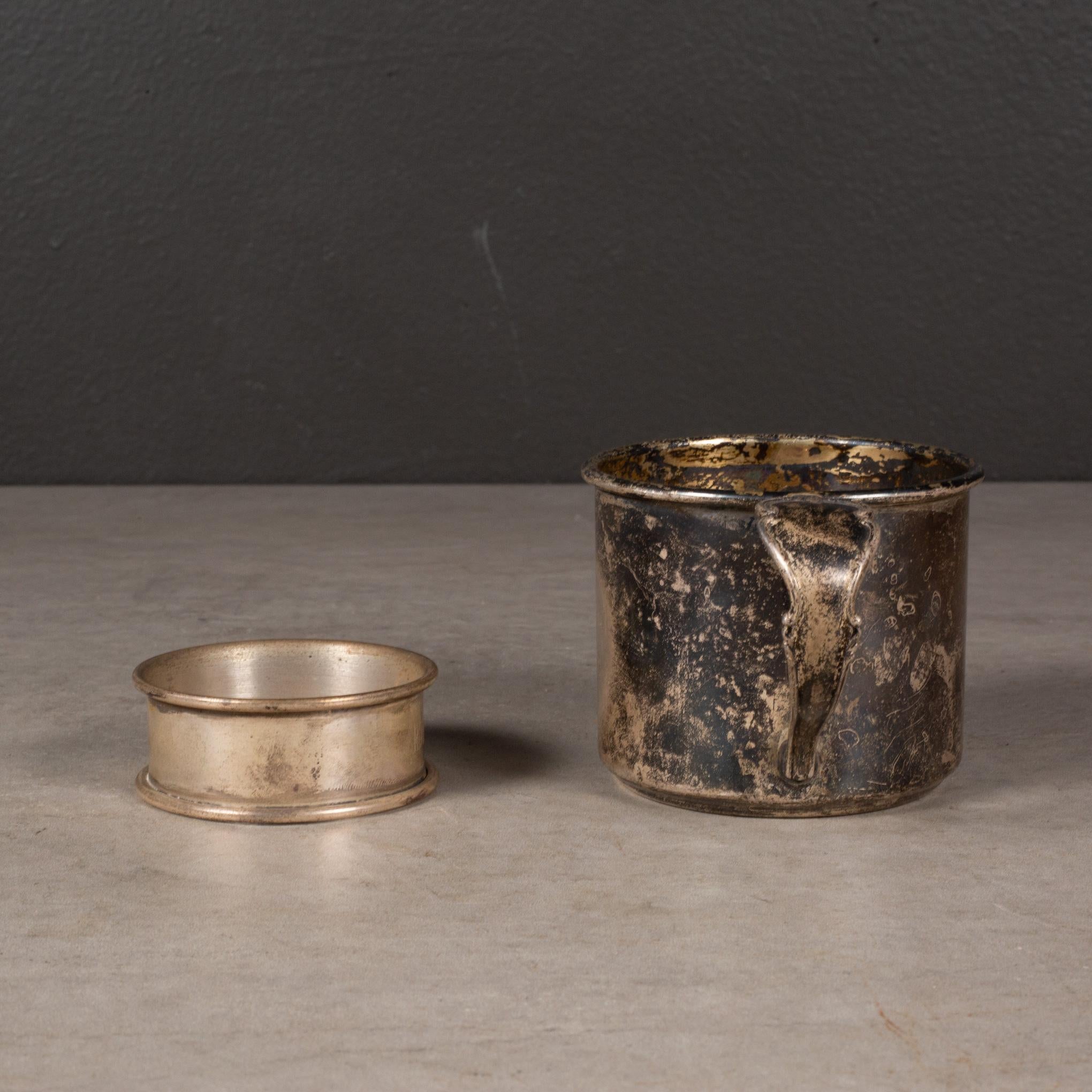 Victorian Vintage Sterling Silver Baby Cup and Napkin Holder Engraved 