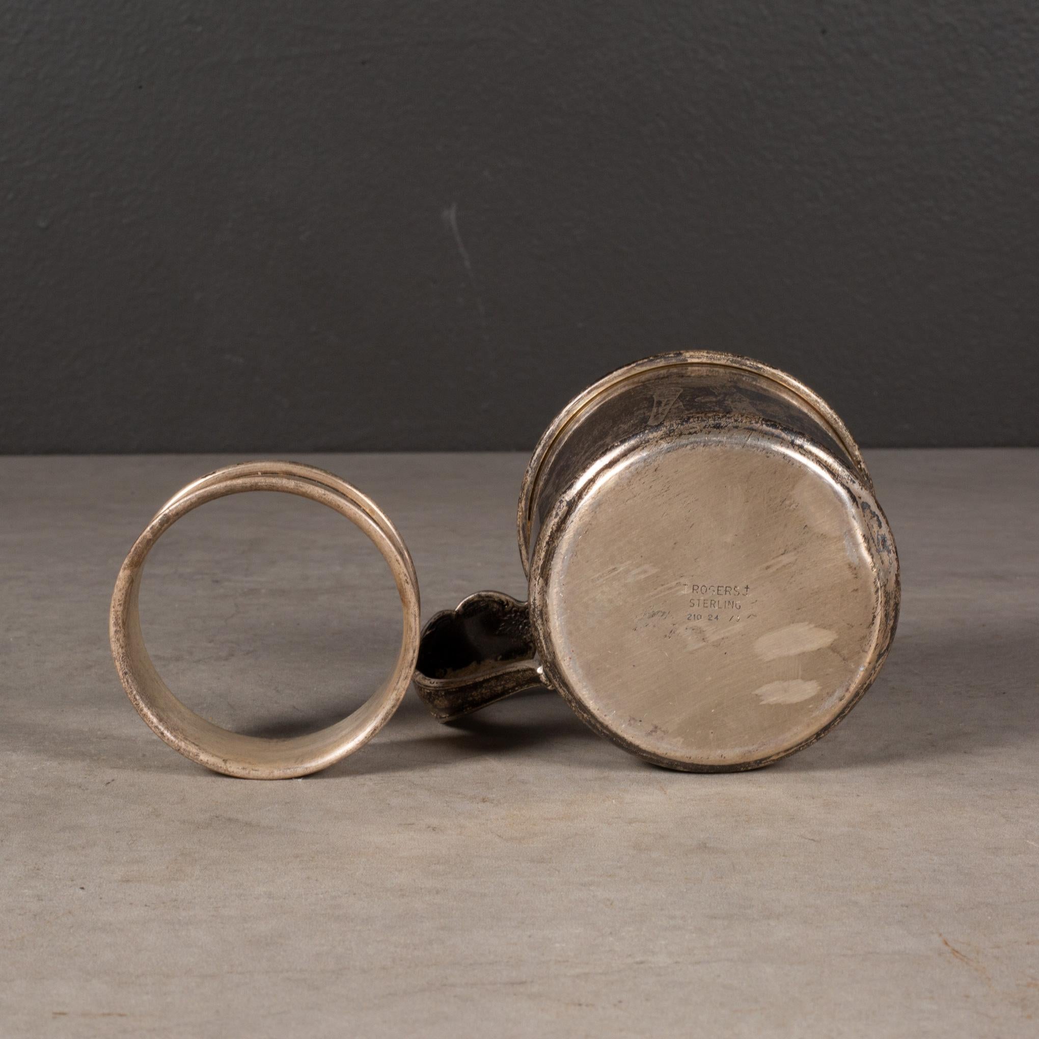 20th Century Vintage Sterling Silver Baby Cup and Napkin Holder Engraved 