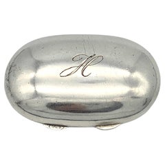 Vintage Sterling Silver Box Sterling Silver Pill Box Ligated Initial H In Script