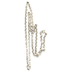 Vintage Sterling Silver Boxy Belcher Link Chain Necklace