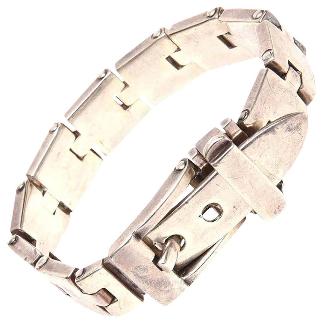 Bracciale vintage con fibbia in argento sterling