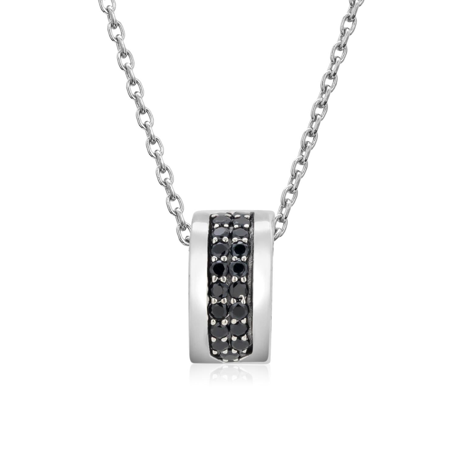 Contemporary Vintage Sterling Silver Bvlgari B Zero Style Black Stones Pendant Necklace 