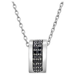 Vintage Sterling Silver Bvlgari B Zero Style Black Stones Pendant Necklace 