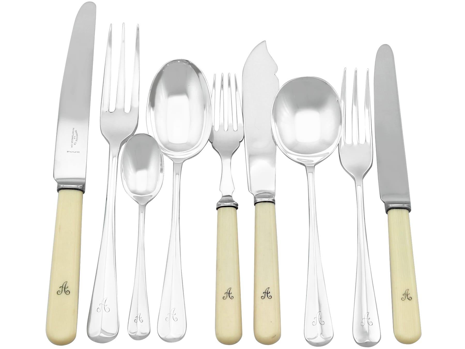 British Vintage Sterling Silver Canteen of Cutlery for Eight Persons For Sale