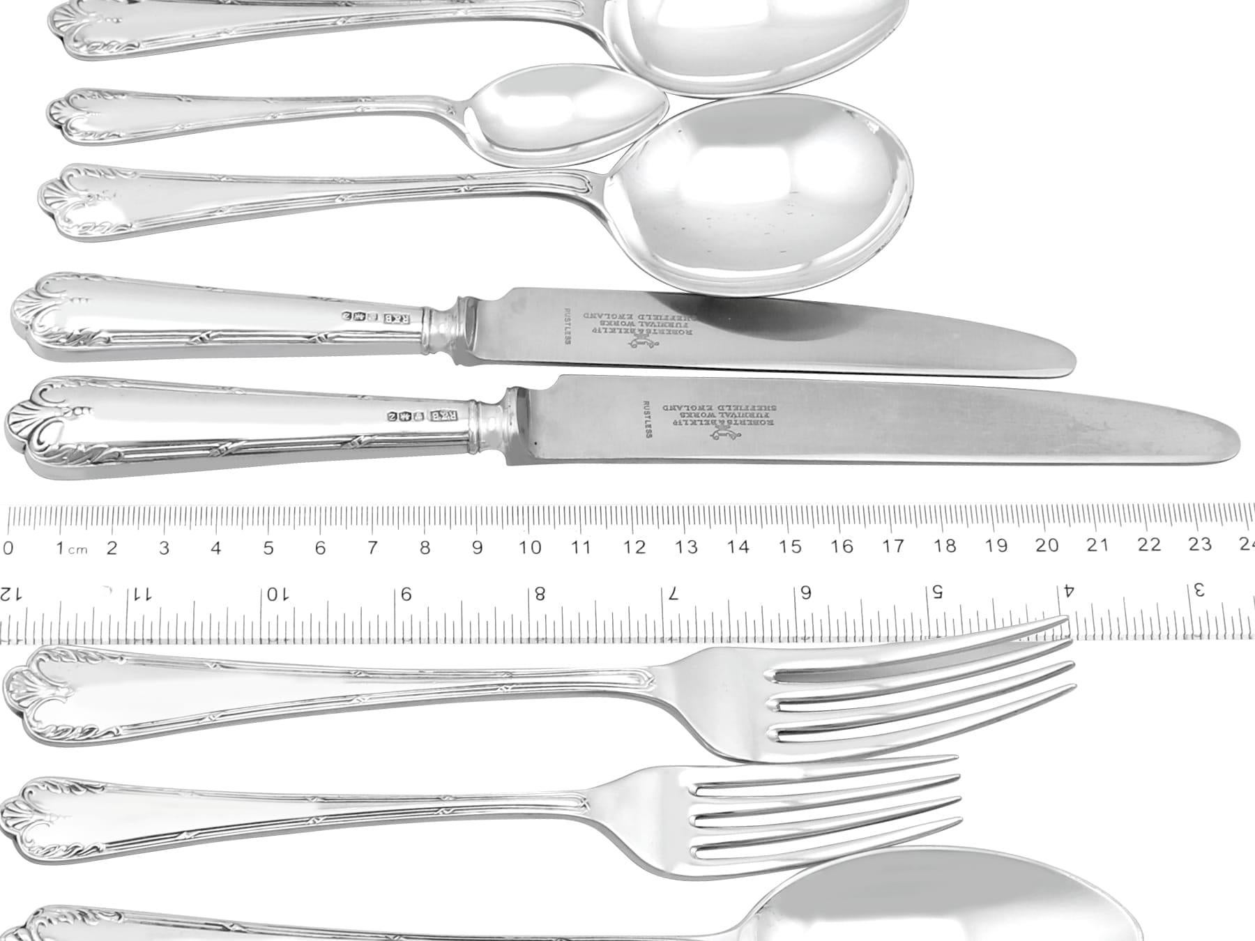 Mid-20th Century Vintage Sterling Silver Canteen of Cutlery for Eight Persons For Sale
