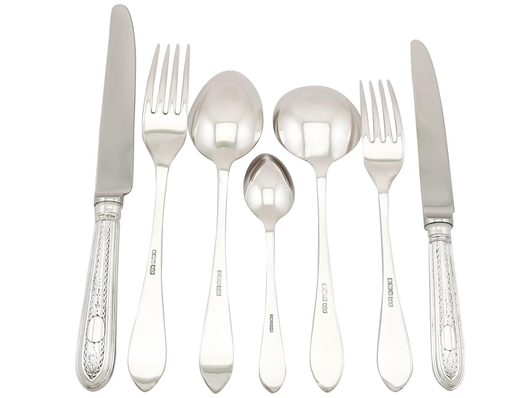 British Vintage Sterling Silver Canteen of Cutlery for Six Persons